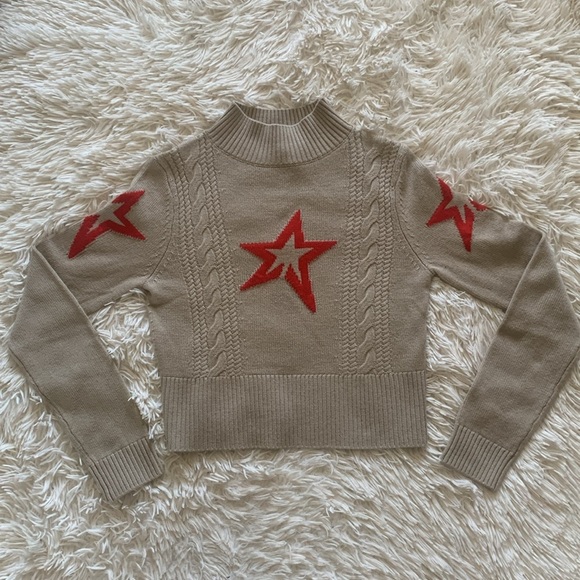 perfect moment crop cable merino wool sweater star sz M - Picture 4 of 6